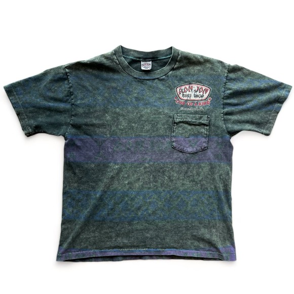 Vintage 90s Ron Jon Surf Shirt Acid Wash Tie Dyed Single Stitch Pocket L USA